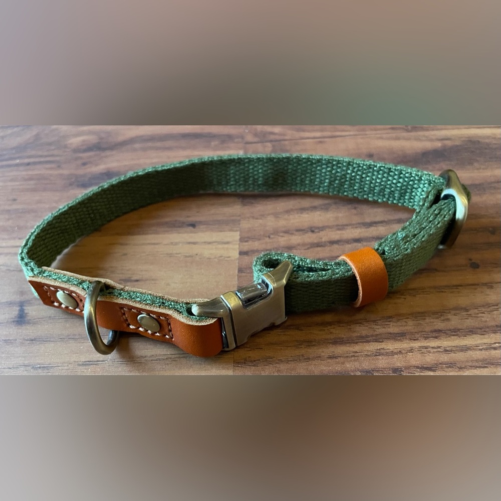 Durable Green and Tan Dog Collar